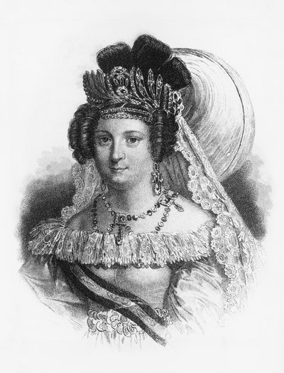 Ritratto di Maria Cristina di Borbone (1806-1878), regina consorte di Spagna dal 1829 al 1833, e regina reggente dal 1833 al 1840, incisione da John Ward Dunsmore