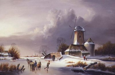 Paesaggio fluviale olandese ghiacciato da David Beatty