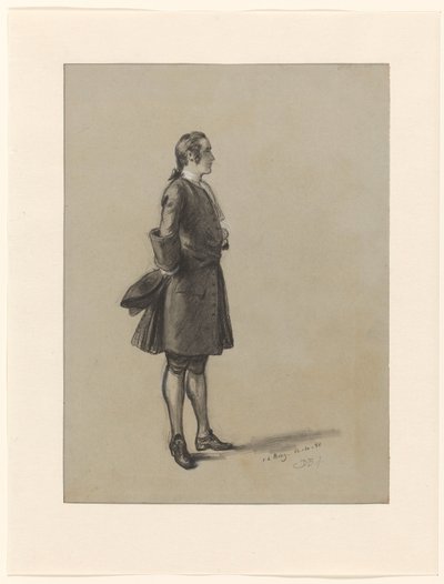 Studio di figura di un uomo in piedi, con il cappello sulla schiena da David Bles