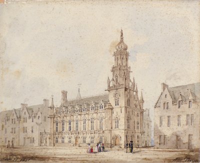 La Dundee Royal Exchange con torre e corona: primo disegno da David Bryce