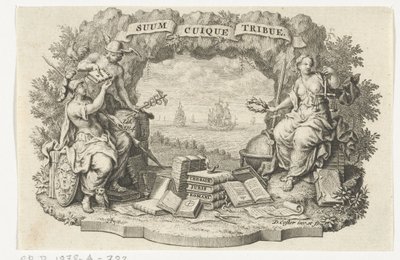 Vignetta con Mercurio, Minerva e Giustizia da David Coster