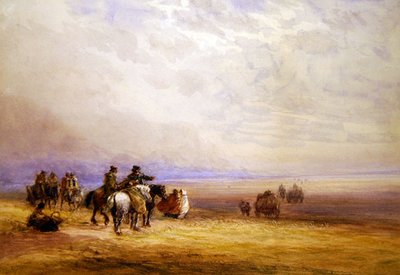 Preparativi per attraversare le sabbie di Lancaster da David Cox