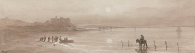 Costa, tramonto con il castello di Harlech da David Cox