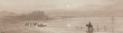 Costa del mare, tramonto con il castello di Harlech da David Cox