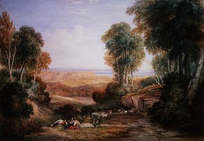 La confluenza del fiume Severn e del fiume Wye con il castello di Chepstow in lontananza da David Cox