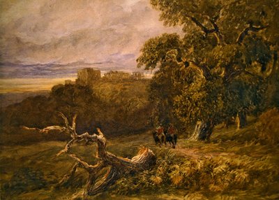 Viaggiatori vicino al castello di Hardwicke da David Cox