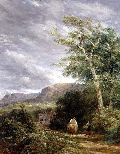 Paesaggio gallese con un mulino ad acqua da David Cox