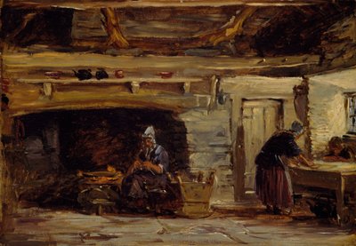 Interno di un cottage, Trossavon vicino a Bettws-y-Coed, 1844-1847 da David Cox the elder