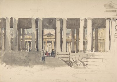 Ospedale di Greenwich recto, Studio di un edificio verso, ca. 1831 da David Cox the elder