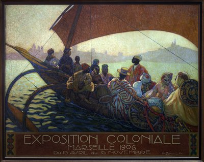 Esposizione coloniale di Marsiglia nel 1906. Dipinto di David Dellepiane (1866-1932), modello di poster, olio su tela da David Dellepiane