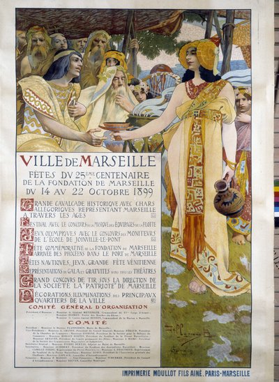 Poster per le celebrazioni del 25º centenario della fondazione della città di Marsiglia dal 14 al 22/10/1899 di David Dellepiane (1866-1932). Museo di Storia, Marsiglia. da David Dellepiane