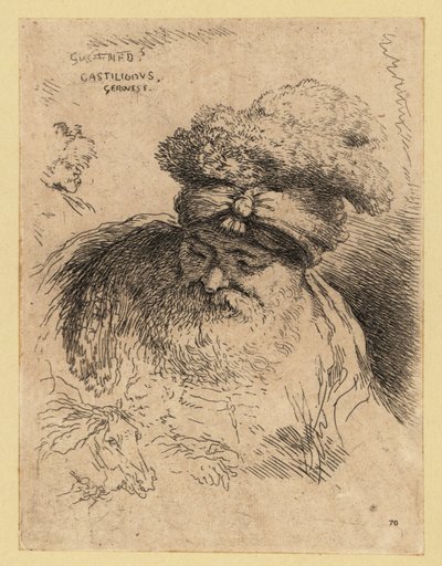 Busto di un vecchio con barba che indossa un turbante da David Deuchar