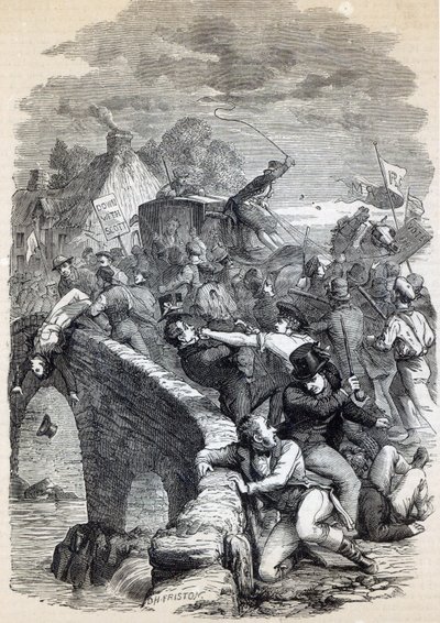 Rivolta elettorale a Hawick, 1837, illustrazione da 