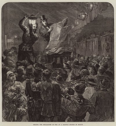Lettura della dichiarazione di guerra in una stazione ferroviaria in Francia da David Henry Friston