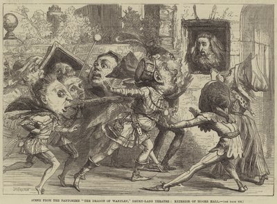 Scena dalla Pantomima Il Drago di Wantley, Teatro Drury-Lane, Esterno di Moore Hall da David Henry Friston
