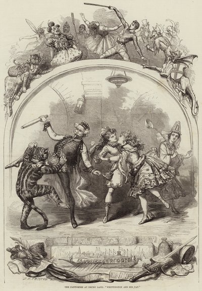 La pantomima al Drury Lane, Whittington e il suo gatto da David Henry Friston