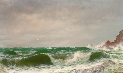 Onde che si infrangono su una costa rocciosa, 1885 da David James