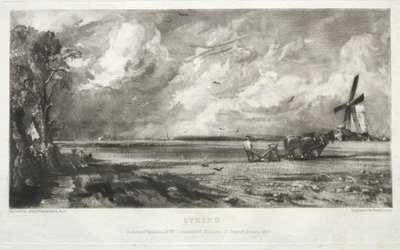 Vari soggetti di paesaggio, caratteristici del paesaggio inglese da quadri dipinti da John Constable, R.A.: Primavera. Un mulino su un comune. Grandinate. East Bergholt, Suffolk da David Lucas