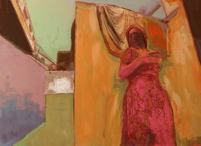 Donna in abito rosa, 2016 da David McConochie
