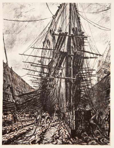 HMS Lion in bacino di carenaggio, illustrazione da 