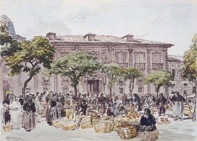 Mercato fuori da un palazzo, Oviedo da David Muirhead Bone