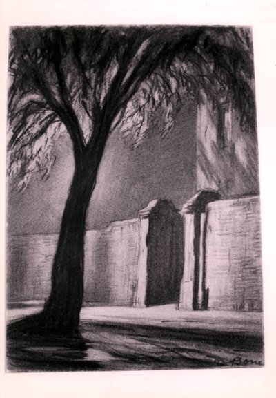 Notte suburbana, c.1920 da David Muirhead Bone