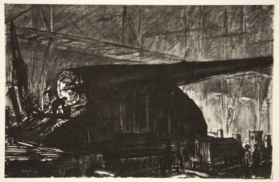 Il turno di notte che lavora su un grande cannone, illustrazione da 