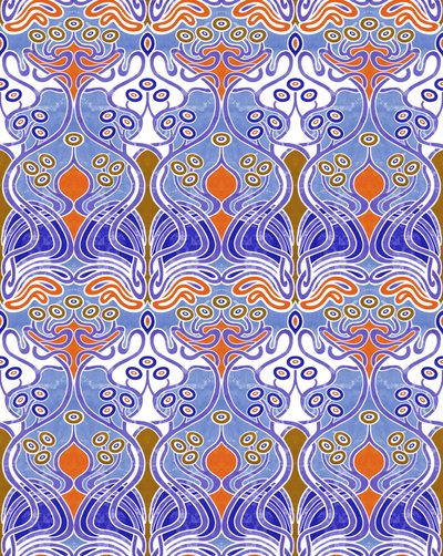 Beauclair Blue Orange, 2018 (tecnica mista digitale) da David Newton