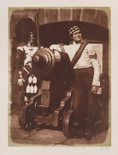 Artigliere e Highlander, Castello di Edimburgo da David Octavius Hill