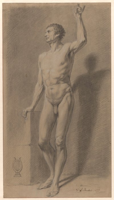 Nudo maschile in piedi; studio accademico da David Pièrre Giottino Humbert de Superville