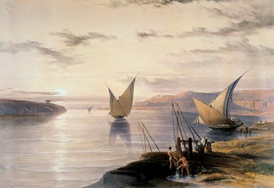 Barche sul Nilo, c1838-1839 da David Roberts