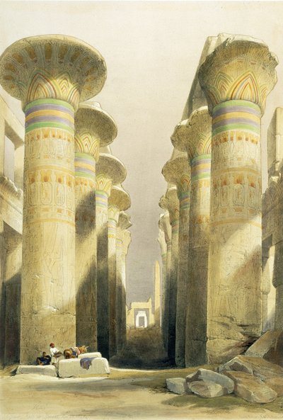 Viale centrale della Grande Sala delle Colonne, Karnak, da Egitto e Nubia, Vol.1 da David Roberts