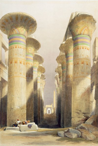 Viale centrale della Grande Sala delle Colonne, Karnak, Egitto, XIX secolo da David Roberts