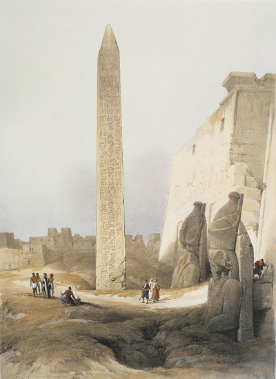 Egitto, Obelisco al Tempio di Luxor, incisione da David Roberts