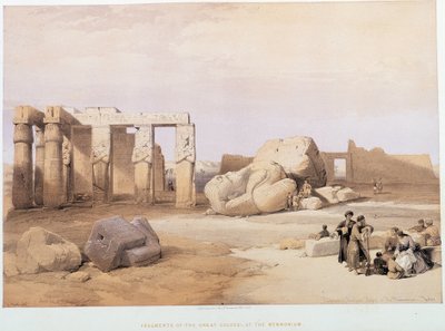 Frammenti dei grandi Colossi, al Memnonium, in "La Terra Santa", Londra 1849 da David Roberts
