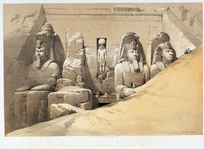 Elevazione frontale del grande tempio di Aboo Simbel (Aboosimbel, Abu o Abu Simbel), Nubia in 