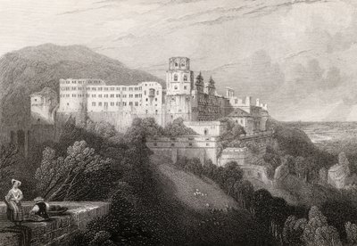 Castello di Heidelberg, Heidelberg, inciso da J.T. Willmore in 