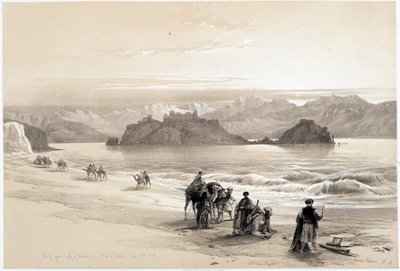 Isola di Graia, golfo di Akabah (Akaba o Aqaba), disegno realizzato il 27/02/1839 in "La Terra Santa", Londra 1849 da David Roberts