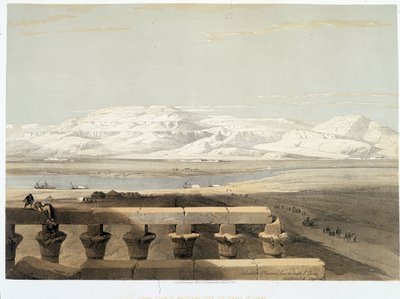 Montagna in Libia, vista dal tempio di Luxor in Egitto. Disegno realizzato nel 1838 in "La Terra Santa", Londra 1849 da David Roberts