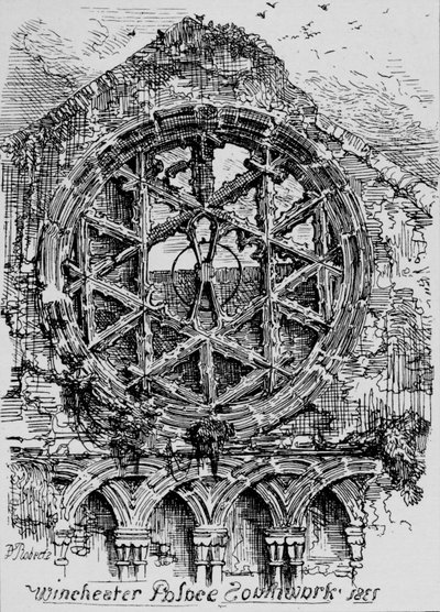La finestra circolare della sala di Winchester House, Winchester Palace, Southwark da David Roberts