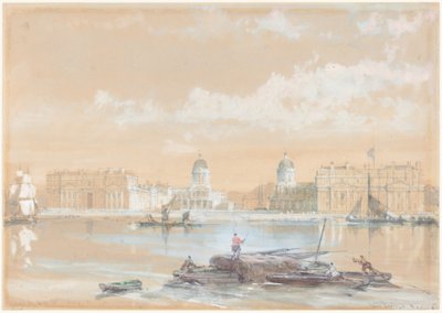 Il Collegio Navale visto dal fiume a Greenwich da David Roberts