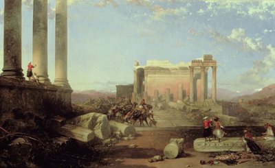 Le rovine del Tempio del Sole a Baalbek, 1861 da David Roberts