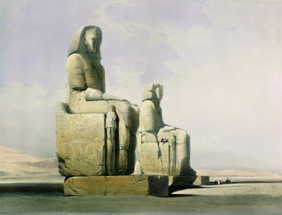 Tebe, 4 dicembre 1838, (dettaglio dei colossi di Memnone) da David Roberts