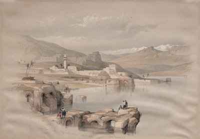 Tiberiade, dalle mura, Safet in lontananza da David Roberts