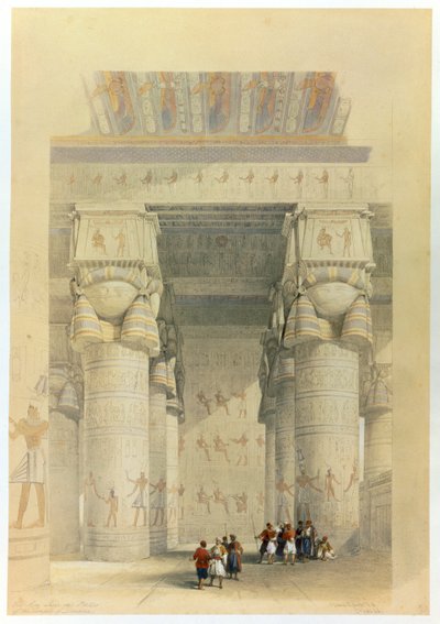 Vista sotto il portico del Tempio di Denderah, Egitto, XIX secolo da David Roberts