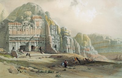 Veduta delle rovine di Petra, Giordania da David Roberts