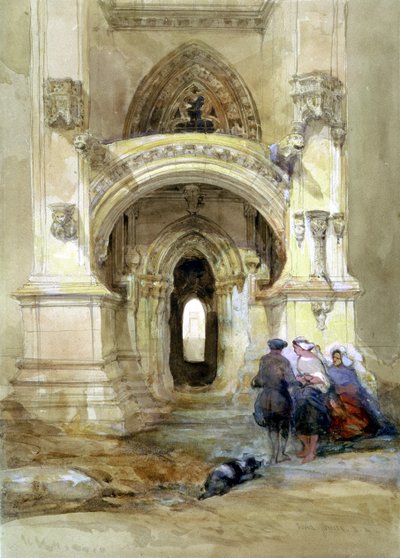 Portico ovest della Cappella di Roslyn da David Roberts