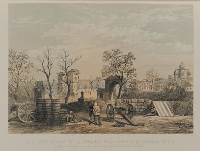 Vista dal Quartier Generale del Generale Outram [Casa del Dr Fayrer]. Guardando verso i palazzi di Furrad Bux e Chuttur Munzil da David Scott Lieutenant Colonel (after) Dodgson