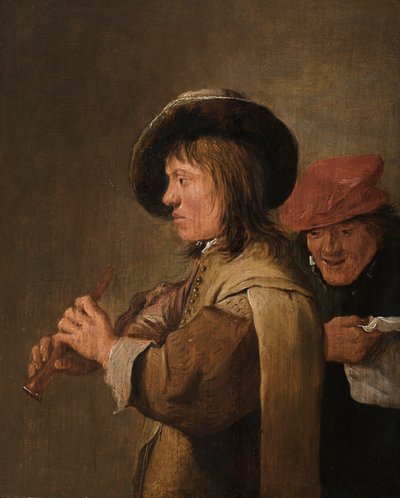 Un flautista di profilo da David Teniers the Younger