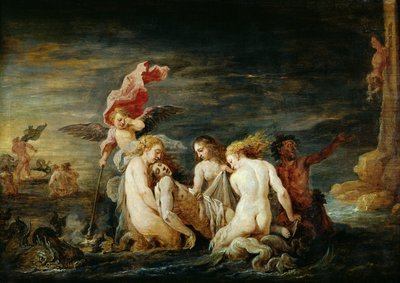 Eroe e Leandro: Leandro trovato dalle Nereidi, copia di un dipinto di Domenico Feti, 1650-56 da David Teniers the Younger